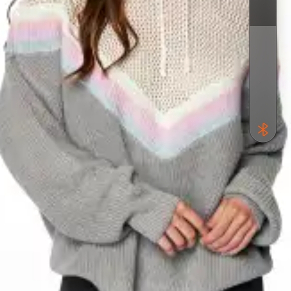 Spiritual Gangster Gray and Pink Cowl‎ Neck Sweater with Chevron Design - Picture 2 of 9